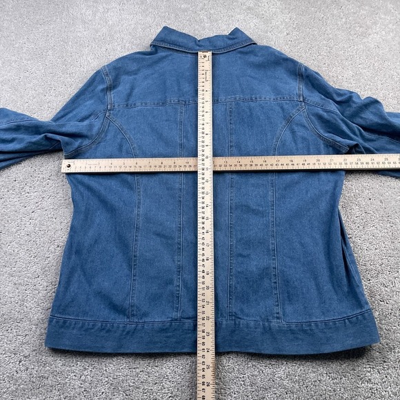 Blair Jacket Womens Large Blue Jean Denim Embroidered Paisley Sequins Button Up - Picture 9 of 13